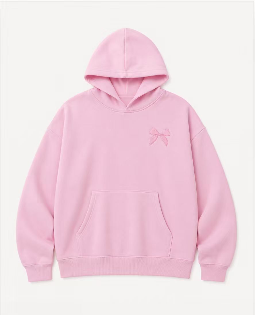 Pink Bow Embroidered Hoodie