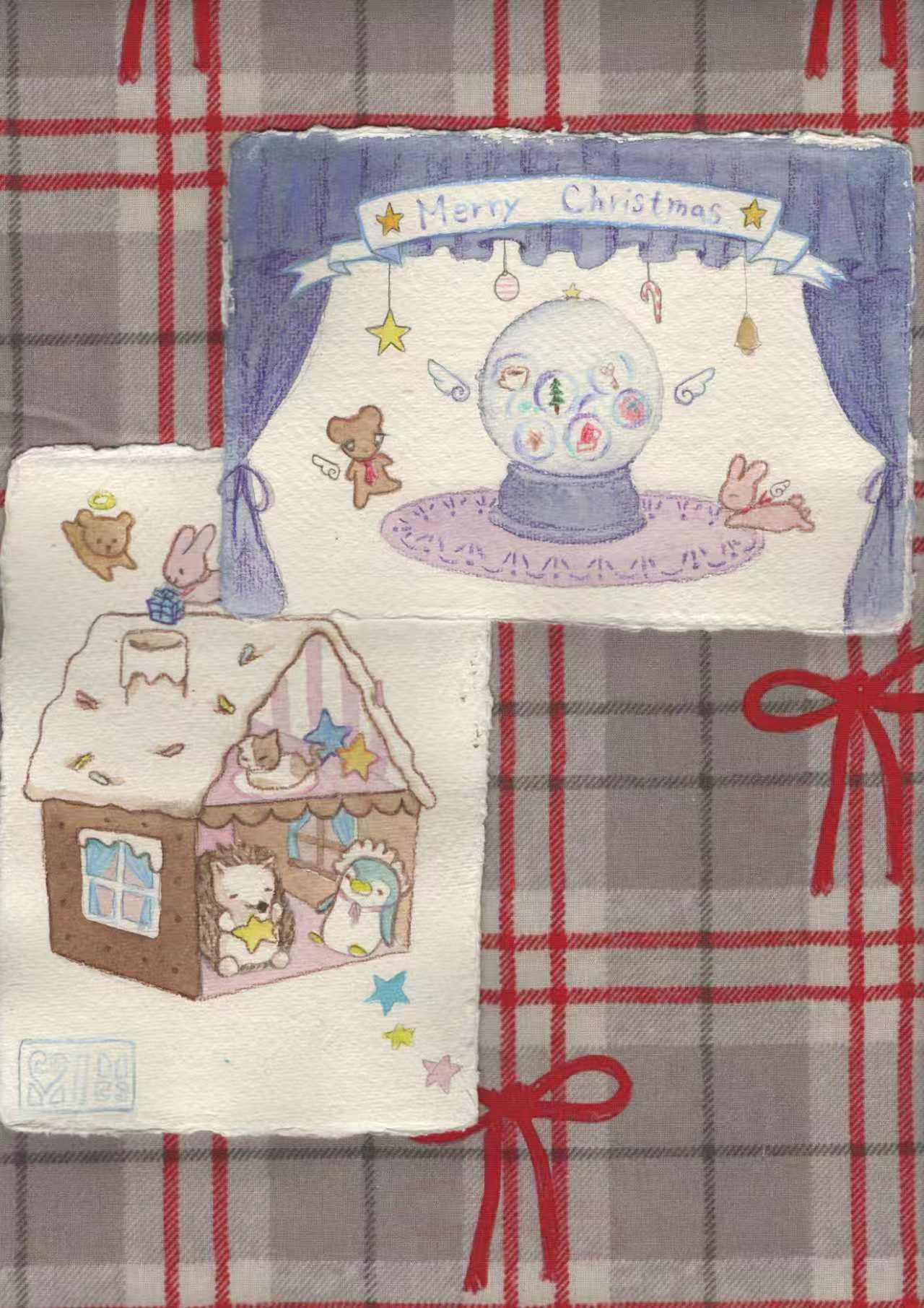 Finished festive painting artworks on fabric