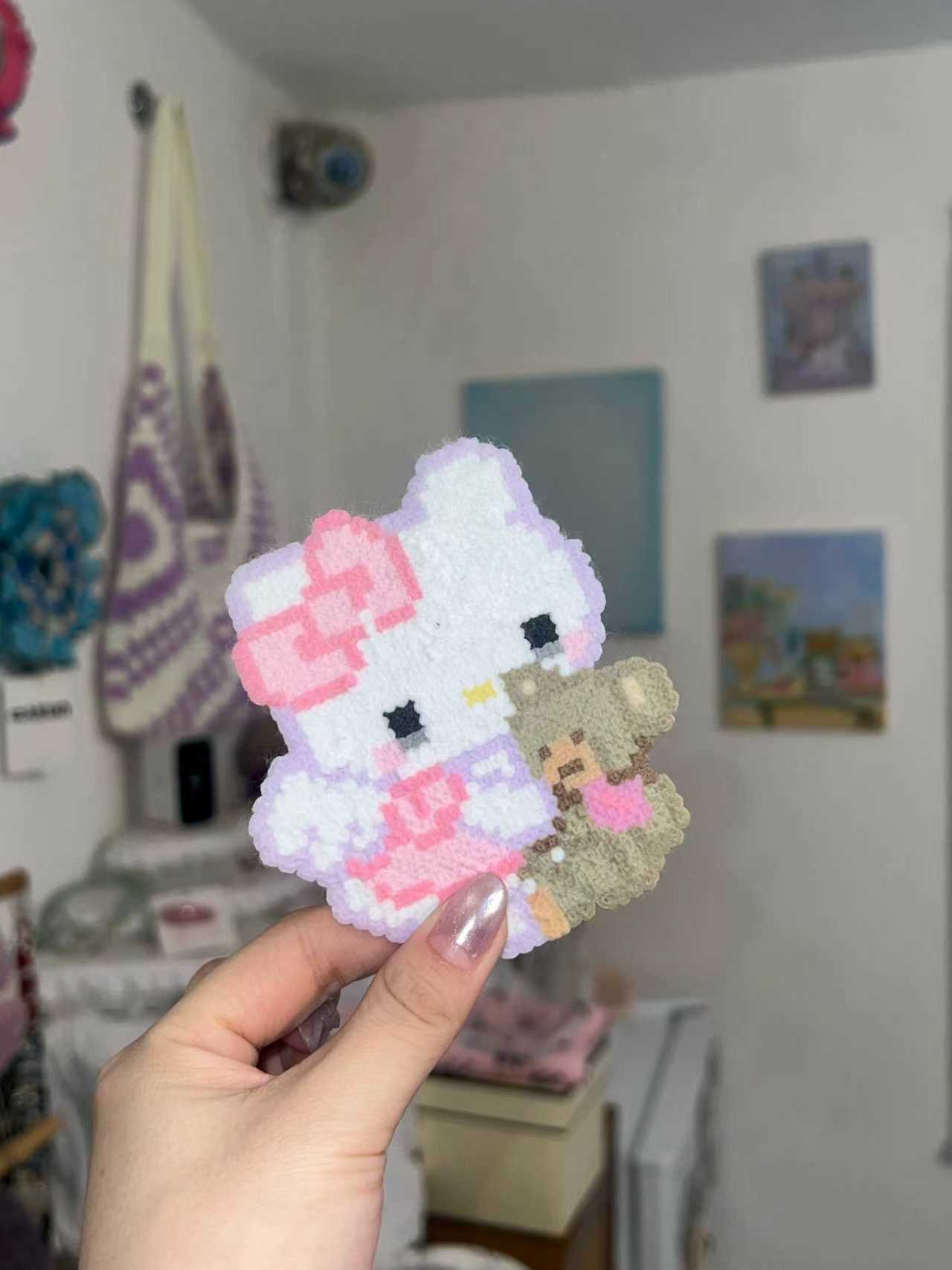 Small pastel perler bead character artwork