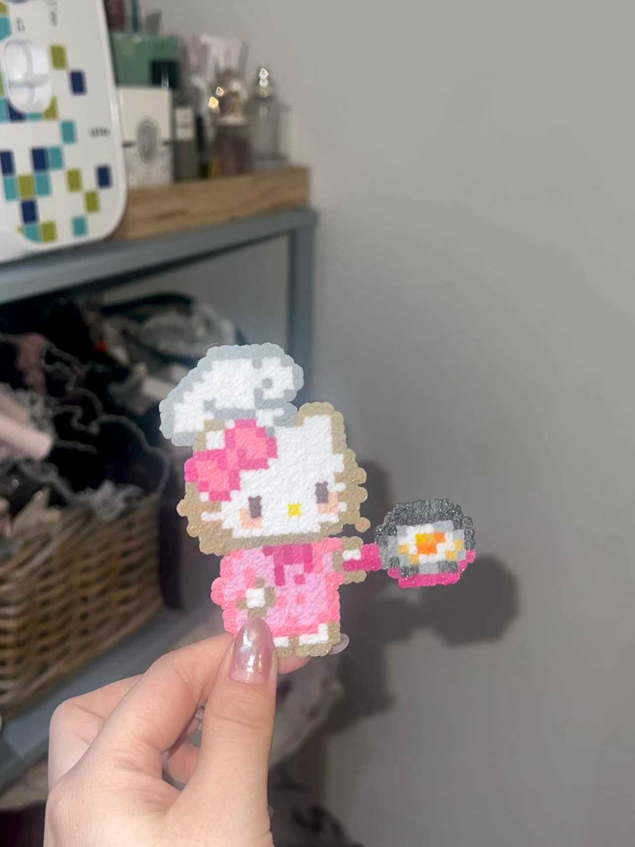 Small chef character perler bead artwork