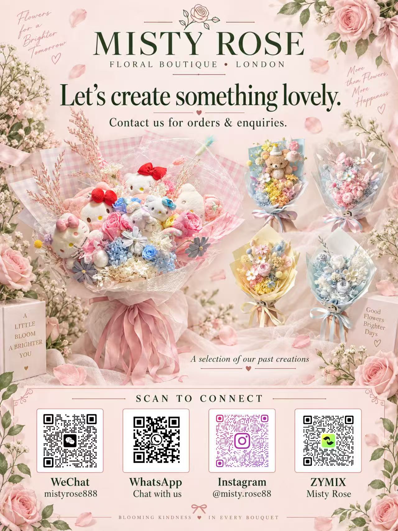 Misty Rose floral boutique poster